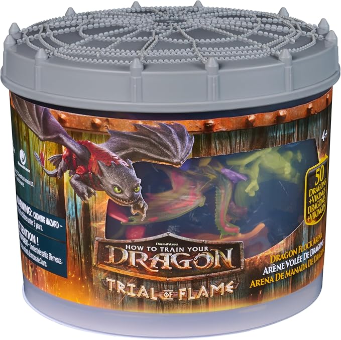 DreamWorks Dragons, World of Berk: Dragon Flock Arena, 50 Collectible Dragons and Vikings Figures for Ages 4 and up