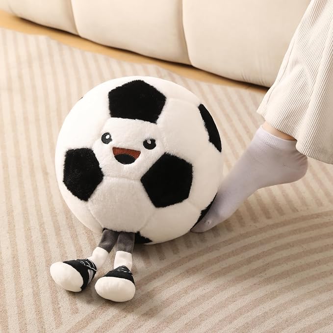 Funny Soccer Ball Pillow Plush with Legs - Cute Stuffed Animal Plush Toy for Boys Girls, Soccer Throw Pillow for Room Decor, Couch, Bed or Birthday Gift for Soccer Enthusiasts (Soccer 11 Inch)