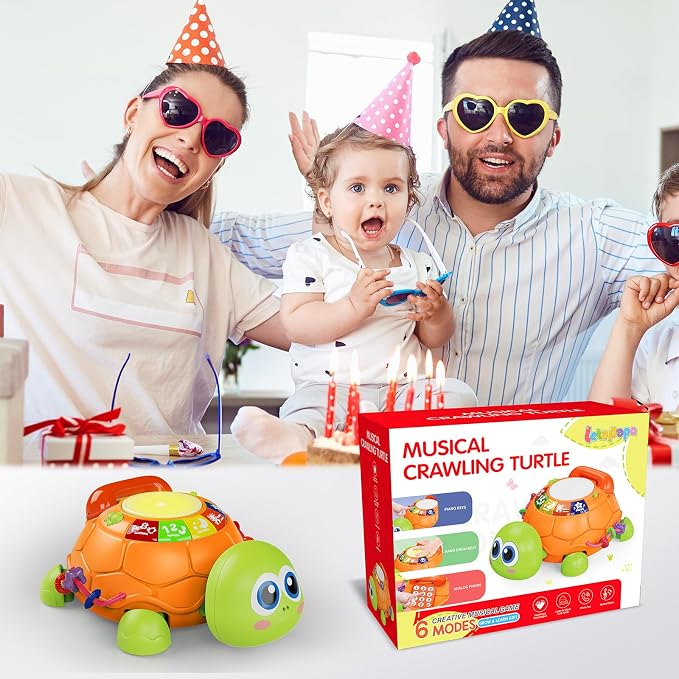 Letapapa Baby Toys 6 to 12 Months, Musical Turtle Baby Toys for 12-18 Months, Crawling Toy with Light & Sound, Educational Toy Birthday Gift for Baby Infant 3-6 7 8 9 10 Months 1 Year Old Toddlers