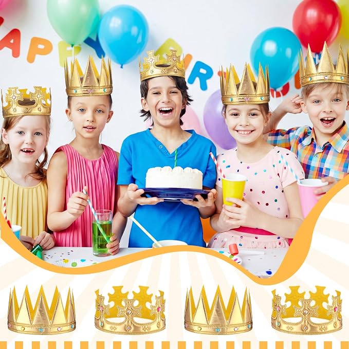 Yaomiao 22 pack DIY Crowns Set Include 12 Pcs Foam Princess Crowns and 10 Pcs Diamond Sticker for Kids