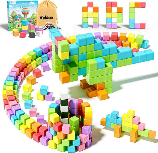 Apluses Magnetic Blocks, Magnet Building Cubes for Toddlers, Classroom Must Haves STEM Educational Toys for Kids, Autism Sensory Montessori Magnet Toys for 3 4 5 6 7 8 Year Old, Gift for Boys Girls