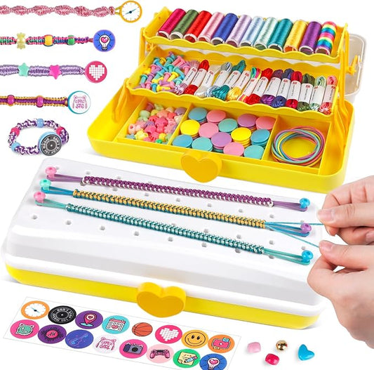 TingingYuli Friendship Bracelet Making Kit for Girls Ages 8-12, DIY String Bracelet Maker with 3-Layer Storage Box, Jewelry Making Kit Arts and Crafts Toy Gift for Kids Ages 6-12