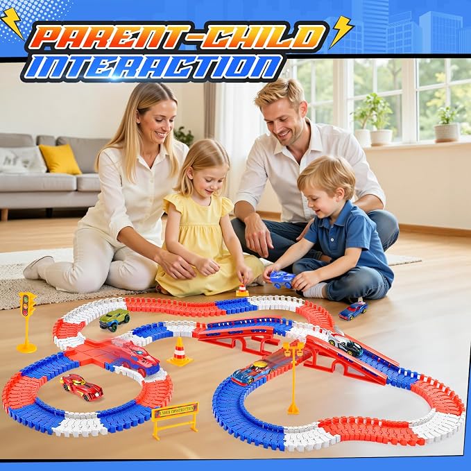 Aetyni Spider Race Car Track Set for Kids: Spider Toys for Boys 4-6 Flexible Tracks with 2 Electric Cars Toys for 3 4 5 6 7 Year Old Boys Birthday Gift for Toddler Kids Grandkids Age 3-5 6-8