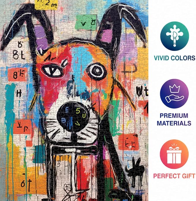 Cross & Glory - Geometric Dog Dreamscape - 1000 Piece Jigsaw Puzzle for Adults | Abstract Art | Satin Finish | Vivid Colors | Modern Home Decor | Educational Brain Game