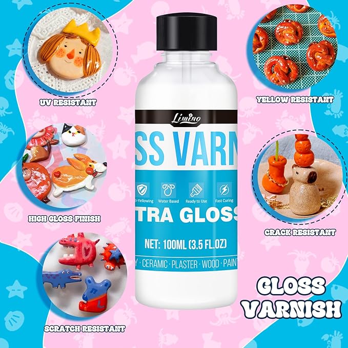 Air Dry Clay Glaze - 200ml Clay Varnish for Air Drying Clay, Gloss Varnish for Acrylic Painting, Pottery Glaze Clay Sealant to Prevent Scratches, Wear, Cracking - Non-Toxic, Enhance Color Vibrancy