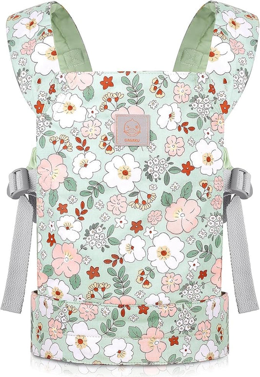 GAGAKU Doll Carrier for Kids, Toy Baby Doll Carrier, Reborn Dolls Carrier Toy Baby Sling with Adjustable Straps, Baby Doll Accessories - Green - Camellia