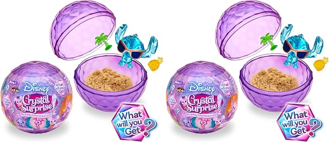 Cra-Z-Art Disney Crystal Surprise Series 1, Mini Collectible Crystal Figures with Activity Compound, Collectible Blind Bag Inspired Figures, Kids Toys for Ages 3 and Up (Pack of 2)