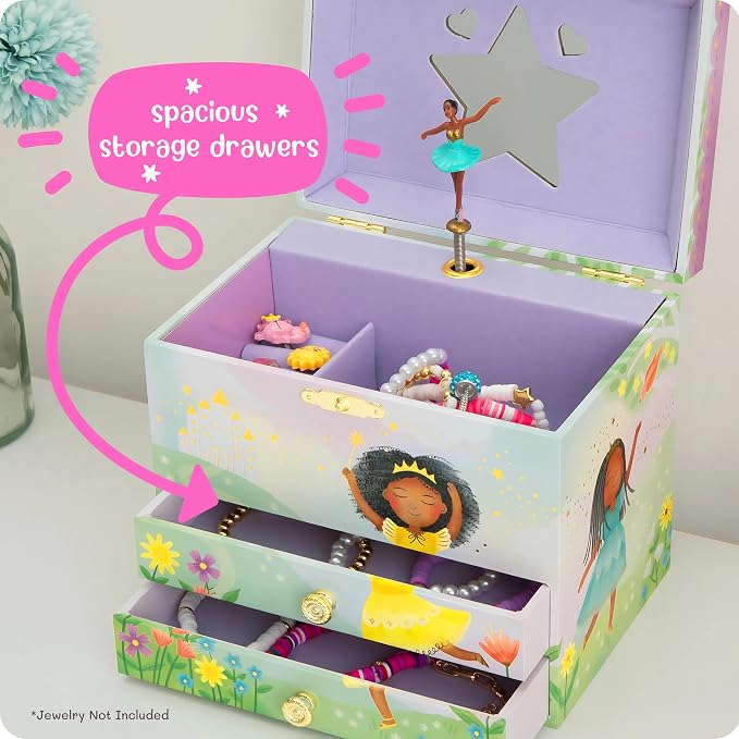 Giggle & Honey® Musical Ballerina Jewelry Box for Girls | Music Boxes for Little Girls | Toddler Jewelry Box for 4 Year Old Kids | Toys for Toddlers | Birthday Gifts for Kids 5, 6, 7, 8, 9 Years