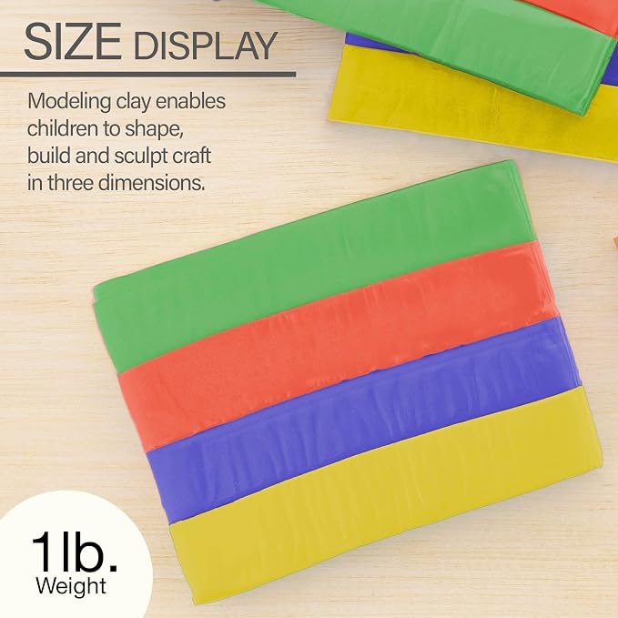 BAZIC Products 4 Primary Color Modeling Clay, 1 lb, Non-Hardening, for Sculpting Art Crafts, Reusable