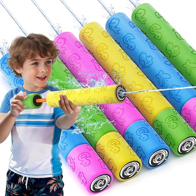 Water Guns for Kids Adults Toddler, High-Capacity Foam Squirt Gun Toy, Summer Fun Water Toys for Pool Outdoor Beach Games, Water Blaster for Ages 4-8 8-12 Boys Backyard Party Play (11.8" 6PCS)