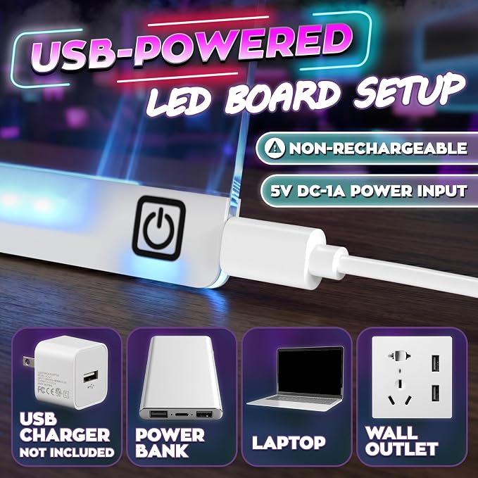 LED Drawing Board with USB-C Power – 16 Inch Acrylic Light Board for Tracing with Edge-Lit Color-Changing Glow, 7 LED Colors, 6 Light Modes – Plug-and-Play Kit with Markers, Stands, Gift Box (White)