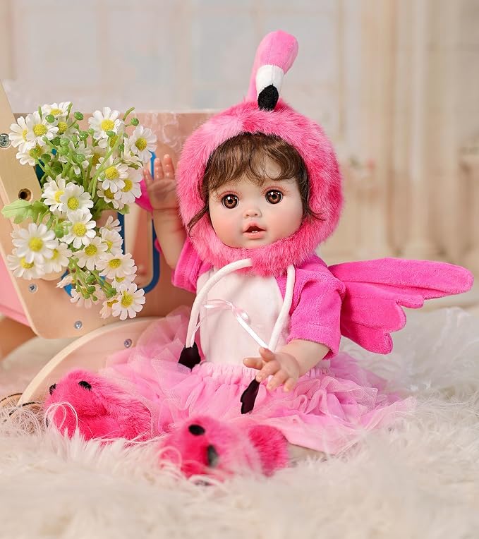 Reborn Baby Dolls, 18 Inch Large Realistic Hand-Rooted Hair Lifelike Baby Dolls with Accessories for 3+ Year Old Girls Gifts, Pretend Play, Collection