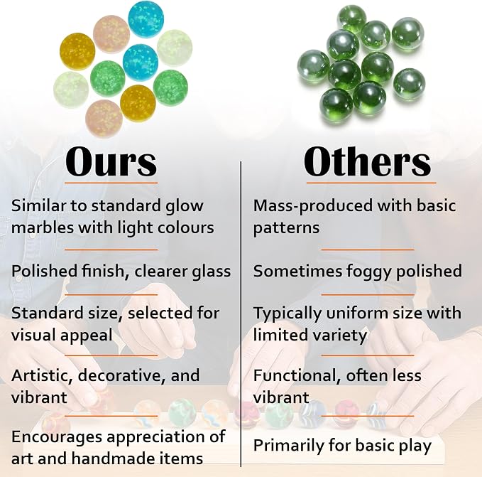 ARSUK Glow in the Dark Marbles Large Glass Shooter Marbles for Decoration 25mm/1 inch 10pcs Assorted Colour Marble Game, Marble Run Accessories Learning and Recreational, Sports & Outdoor Play