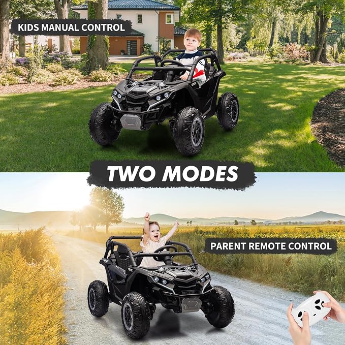 Garvee 24V 2-Seater Kids Ride on Car with Remote Control 4WD Electric Truck, Ride on Toy Off-Road UTV with 4-Wheel Shock Absorber, LED Lights, Music