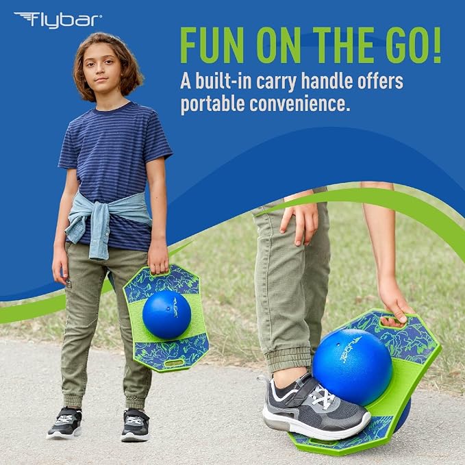 Flybar LED Pogo Trick Ball for Kids Balance Bounce Board w/Anti-Slip Deck