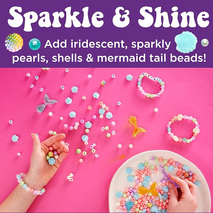 Creativity for Kids Mermaid Bead Jewelry Jar: Create 40+ Friendship Bracelets for Girls, DIY Girls Beads Jewelry Making Kit, Summer Activities for Kids & Mermaid Gifts (Ages 6+)