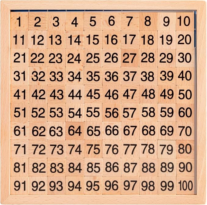 Wooden Montessori Math Hundred Board, Counting to 100 for Kindergarten, 1-100 Number Board for Toddlers, Montessori Counting Game Board with Storage Bag