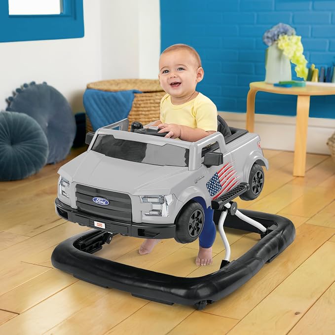 Bright Starts Ways to Play Walker - Ford F-150, All American, 4-in-1 Walker for 6 Months and Up, 2 Can Play At Once