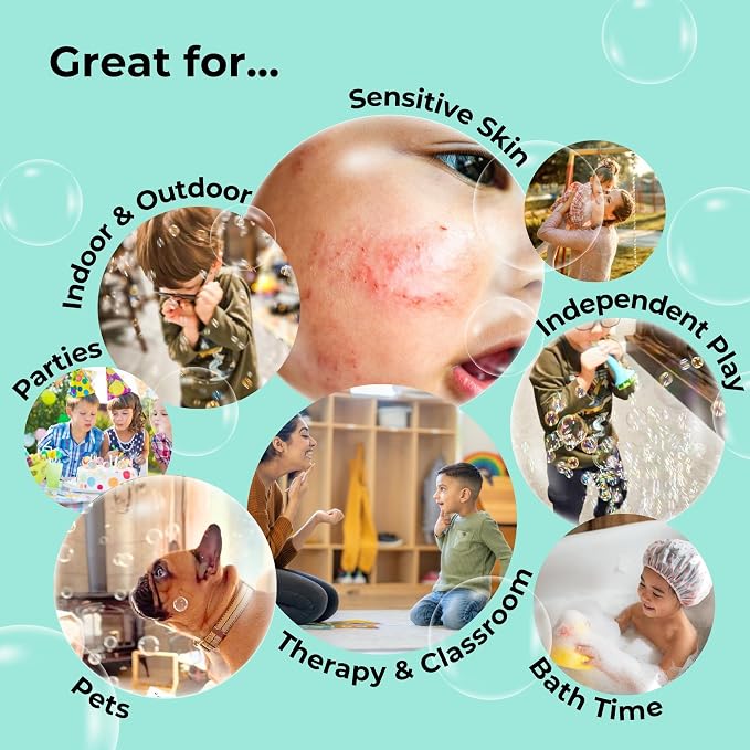 Innobaby Spike Bubble Blower with Mess Free Botanical Bubbles and Dipping Tray - Magic Wand Blows Oodles of Bubbles Without The Mess - Recommended for Speech, Visual & Motor Development - Color: Aqua