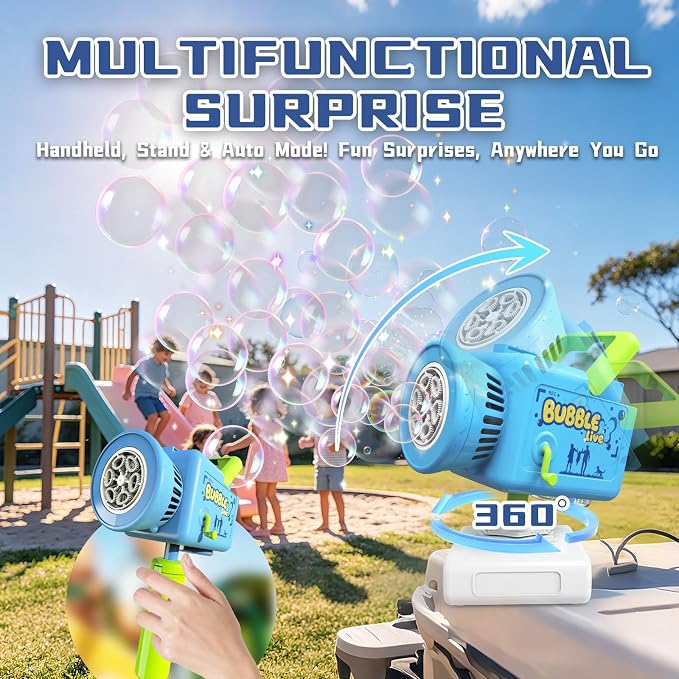 Kids Bubble Camera, Rechargeable Outdoor Bubble Machine with Tripod, USB Toy Gift for Party Birthday Camping