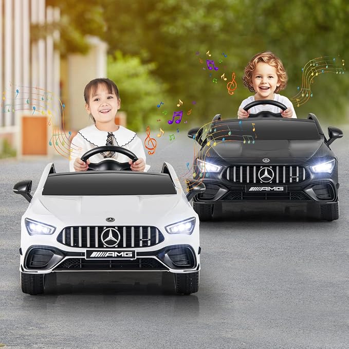 Costzon Ride on Car, 12V Licensed Mercedes-Benz Kids’ Electric Vehicles with Parent Remote, Rocking Function, Music & Horn, LED Headlights & Soft Start, Battery Powered Kids Car Toy for Ages 3+(White)
