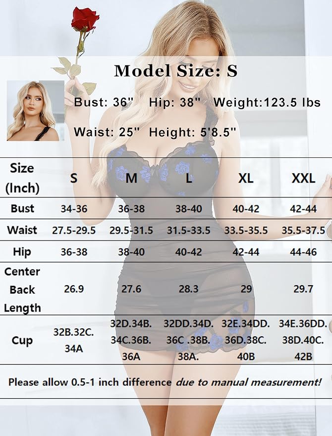 Avidlove Lingerie for Women Mesh Babydoll Lingeries Lace Chemise Floral Sleepwear Dress Sheer Exotic Boudoir Outfit S-XXL