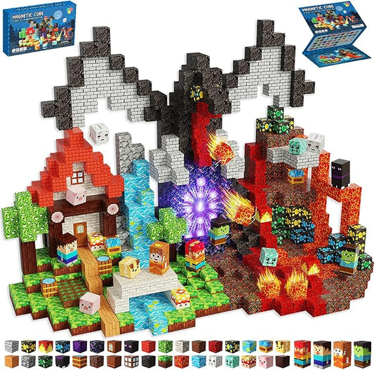200 PCS Magnetic Blocks, Magnetic Building Blocks Cubes, Dragon Magnet Toys for Kids Ages 3+, Magnet Blocks for Boys, Sensory Toy for STEM Learning Toys & Ideal Christmas Birthday Gift