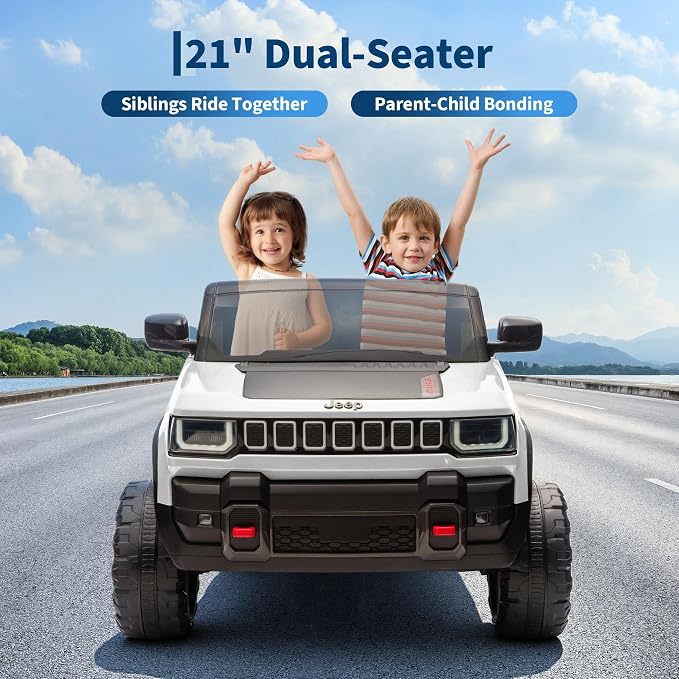 Garvee 24v Licensed Kids Ride on Car, 2 Seater Electric Truck for Big Kids with Parent Remote Control, 3 Speeds, Bluetooth Music, LED Lights for Ages 3-8