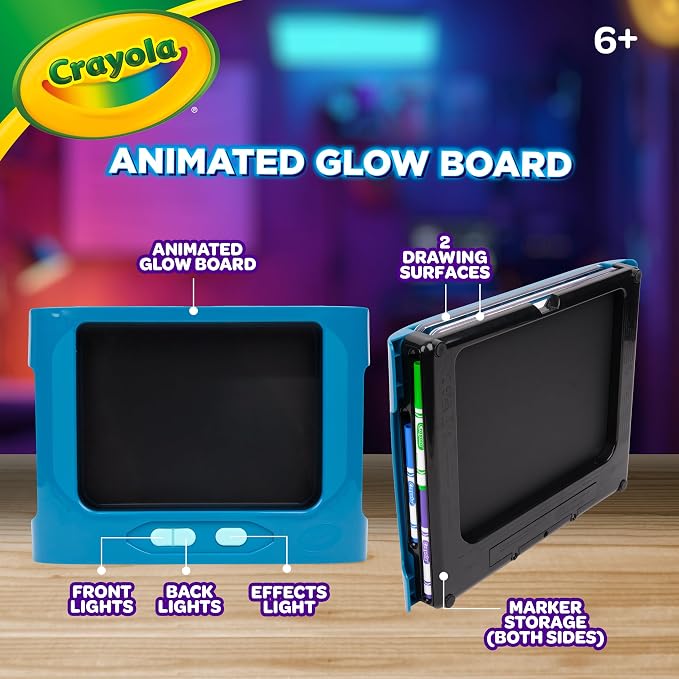Crayola Animated Glow Board, DualScreen LED Drawing Board with Light Animation, Light Up Tracing Projector, Gift for Kids, Toys for Boys & Girls, Ages 6+