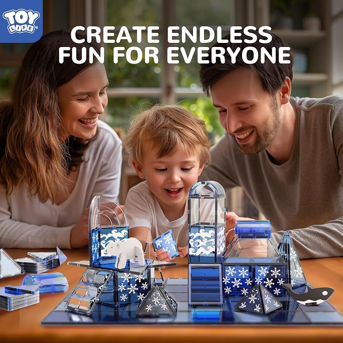 TOY Life Magnetic Tiles for Kids Ages 4-8, Magnetic Toys for Toddlers 3+, Magnet Tile Building Toy for Kids Ages 3-5, Magnet Building Tiles, Toddlers Preschool (56 pcs)