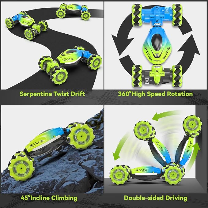 Dysaim Gesture RC Car Hand Controlled Stunt Car for 6-12 yr Boys Girls, 2.4GHz Remote Control Gesture Sensor Toy Drift Twist with Light Music for Kids Birthday Xmas Gift