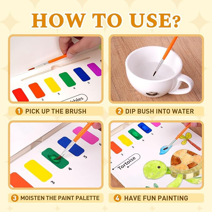 YPLUS Paint with Water Books for Toddlers, Art Craft Toys Watercolor Painting Paper, Gift for Kids Ages 1-3, 2-4, 4-6, Drawing with Brush - 3 Themes