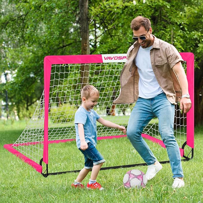 Kids Soccer Goals for Backyard Set - 2 of 4' x 3' Portable Soccer Goal Training Equipment, Pop Up Toddler Soccer Net with Soccer Ball, Soccer Set for Kids and Youth Outdoor Games, Sports, Play