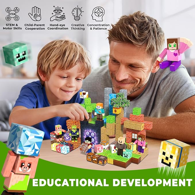 210 Pcs Magnetic Blocks - Magnetic Building Blocks Toys for Kids Ages 4-8, Magnet Cubes Stacking Classroom STEM Toys, Birthday Gift for 3+ Year Old Boys Girls (Patent Pending)