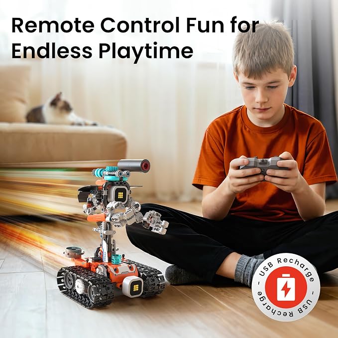 Sillbird Robot Building STEM Kit with Remote Control for Boys Ages 8-14, Coding Gifts for Kids Birthday, Buildable 5in1 Robotics Toy with 596 Pieces