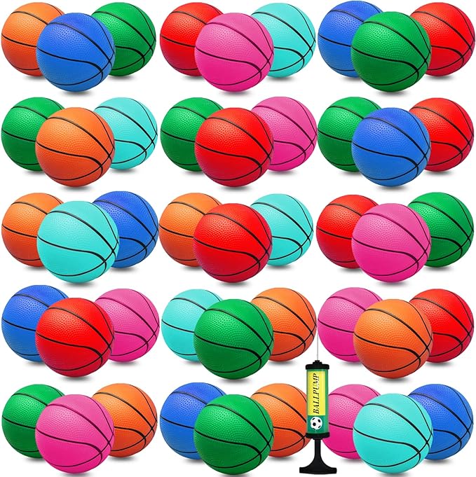 Oleitodh 30Pcs 7" Mini Basketball Balls Bulk PVC Small Basketballs for Over The Door Basketball Hoop Games Party Favors Indoor Outdoor Play Adults Kids Pool Beach Colorful