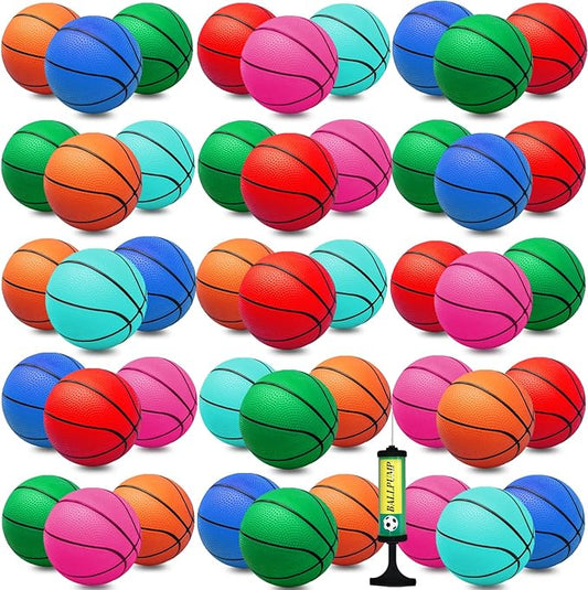 Oleitodh 30Pcs 7" Mini Basketball Balls Bulk PVC Small Basketballs for Over The Door Basketball Hoop Games Party Favors Indoor Outdoor Play Adults Kids Pool Beach Colorful