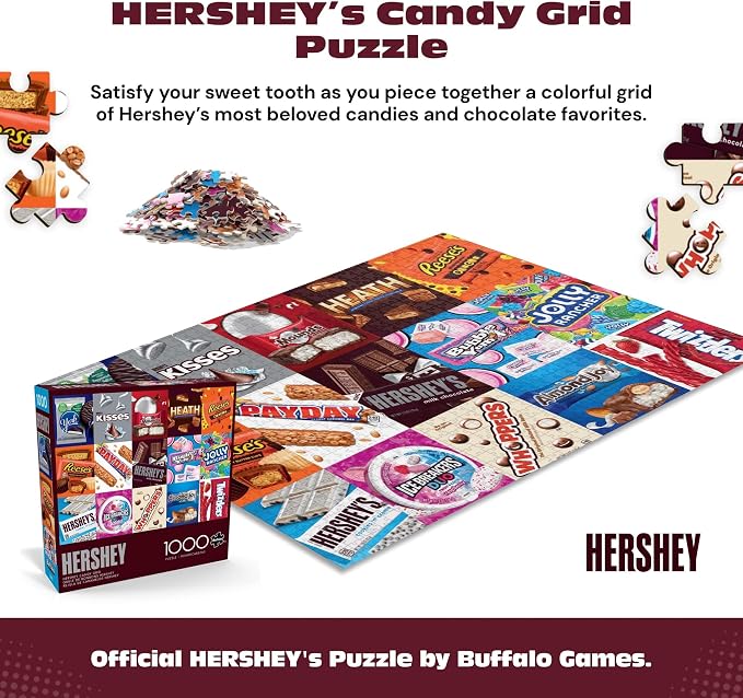 Buffalo Games Hershey Candy Grid 1000 Piece Jigsaw Puzzle for Adults – Classic Chocolate Candy Puzzle with Large Reference Poster