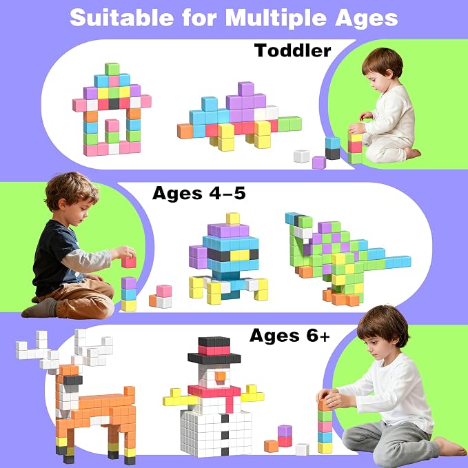 Apluses Magnetic Blocks, Magnet Building Cubes for Toddlers, Classroom Must Haves STEM Educational Toys for Kids, Autism Sensory Montessori Magnet Toys for 3 4 5 6 7 8 Year Old, Gift for Boys Girls