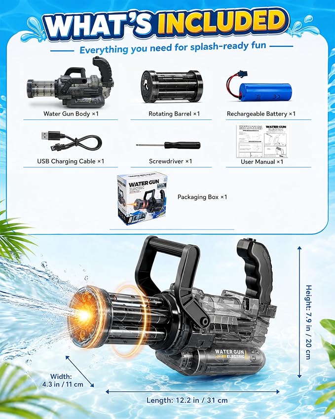Water Blaster Soaker Toy for Kids Adults | Summer Outdoor Water Splashing Toy | Powerful Water Flow Blaster for Beach Pool Party Gift for Boys Girls Ages 8-14