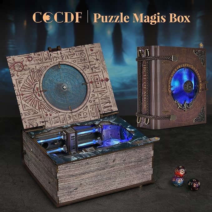 CCCDF Circle of Magic Book Nook Kit, Openable Magic Book Shaped Miniature Dollhouse, Closed Book Style Bookshelf Insert Decor with LED Light, DIY Wizard Themed Craft Gift for Teens and Adults