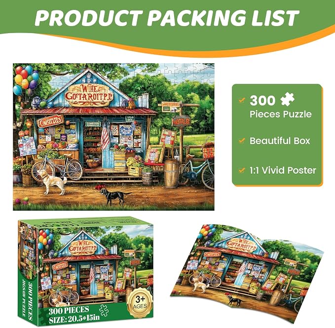 Puzzles 300 Pieces for Adults | HT Vegetable Store Puzzles | Recycled Cardboar Jigsaw Puzzles 300 Pieces | Challenging Family Activity Great Gift Idea for Family Friends | 20.5 X 15 inches