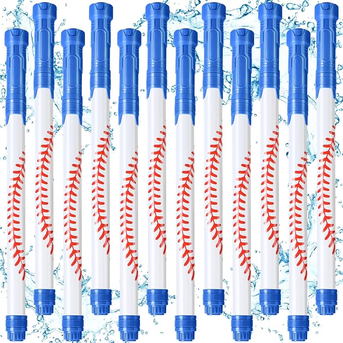 Halloscume 12 Pack Baseball Sport Water Gun Party Favors 15.75 in Summer Water Shooter Blasters Gun Toys for Kids Summer Outdoor Swimming Pool Backyard Beach Games