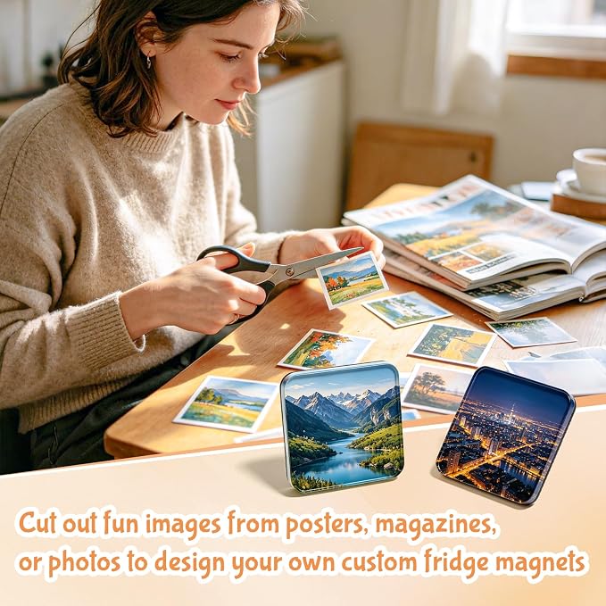 20 Pcs 2x2 Inch DIY Fridge Acrylic Magnet Kit with Strong Adhesive Backing, Square Clear Acrylic Magnetic Set for Crafts, Photo, Kitchen, Cabinets, Party, Classroom & Office