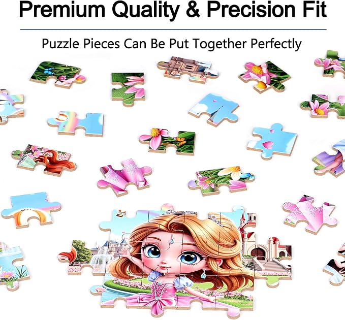 MZZOTOY Princess Puzzle for Kids Ages 4-8, 60 Pieces Jigsaw Puzzles for Kids Ages 3-5， Learning Educational Puzzles Toys Great Gift for Boys Girls in a Metal Box