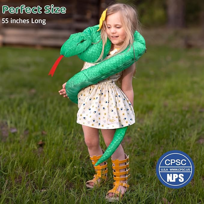 MorisMos Giant Snake Stuffed Animal Mommy with Babies & Eggs,Realistic Stuffed Snake Plush Toys for Kid Girl Boy 3 5 7 8 12,Long Green Boa Constrictor Anaconda Toys,Python Gift for Halloween Christmas