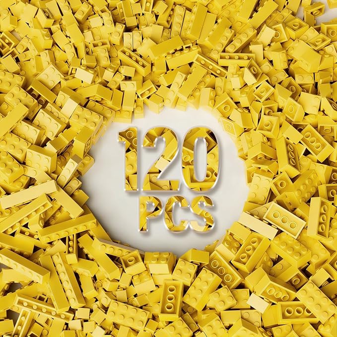 Bulk Building Bricks, Compatible with Lego and All Brands, 8 Sizes and A Variety of Colors to Mix and Match，Random Color (240, Yellow)