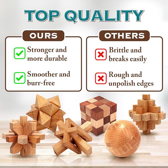 Brain Teaser Wooden Metal Puzzles - Easter Gifts for Kids Teens Brain Teaser Disentanglement Iron Link Unlock Interlock Game Chinese Ring Magic Trick Toy for Party Favors Kids Adults Challenge 32pack