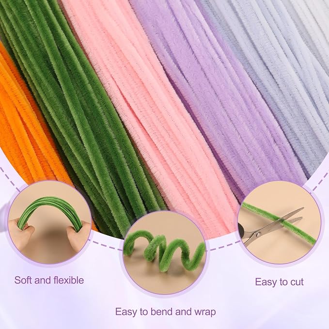 OneAmg 800PCS Pipe Cleaners Craft Kit with 14 Colors，DIY Flowers Making Set | Chenille Stems for DIY Flower Making Kit with Instructions,Floral Wires,Stamen& Ribbon,Art and Craft Supplies