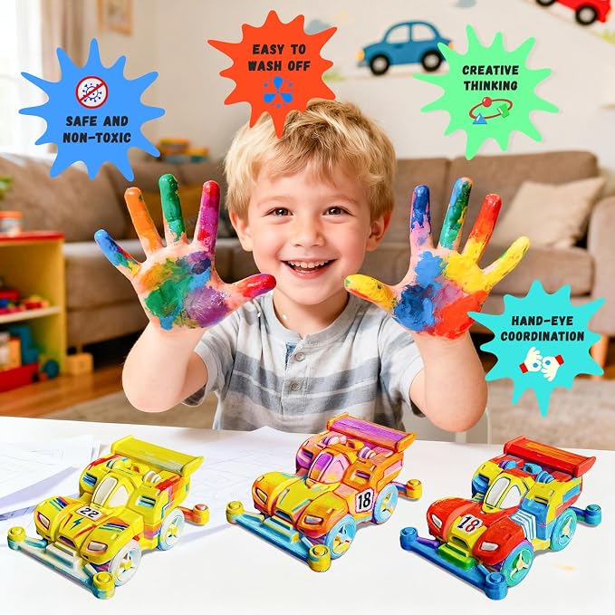 Paint Your Own Car Lamp Kit, Arts and Crafts for Kids Ages 8-12, Arts and Crafts for Kids 4-6, DIY Vortex Wing 4WD Night Light, Painting Kit Birthday Gifts for Girls Boys Ages 3 4 5 6 7 8 9 10 11 12+